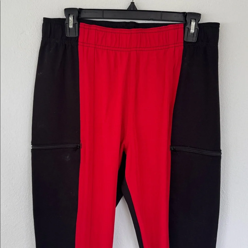Careismatic black red high rise skinny fit medical scrub uniform pants medium